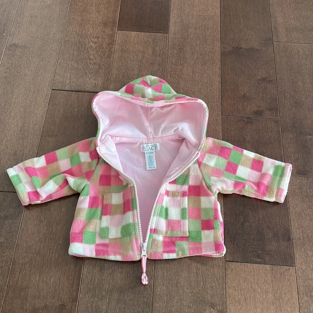 The Children’s Place Baby Girl’s Checker Fleece Jacket - 3-6M